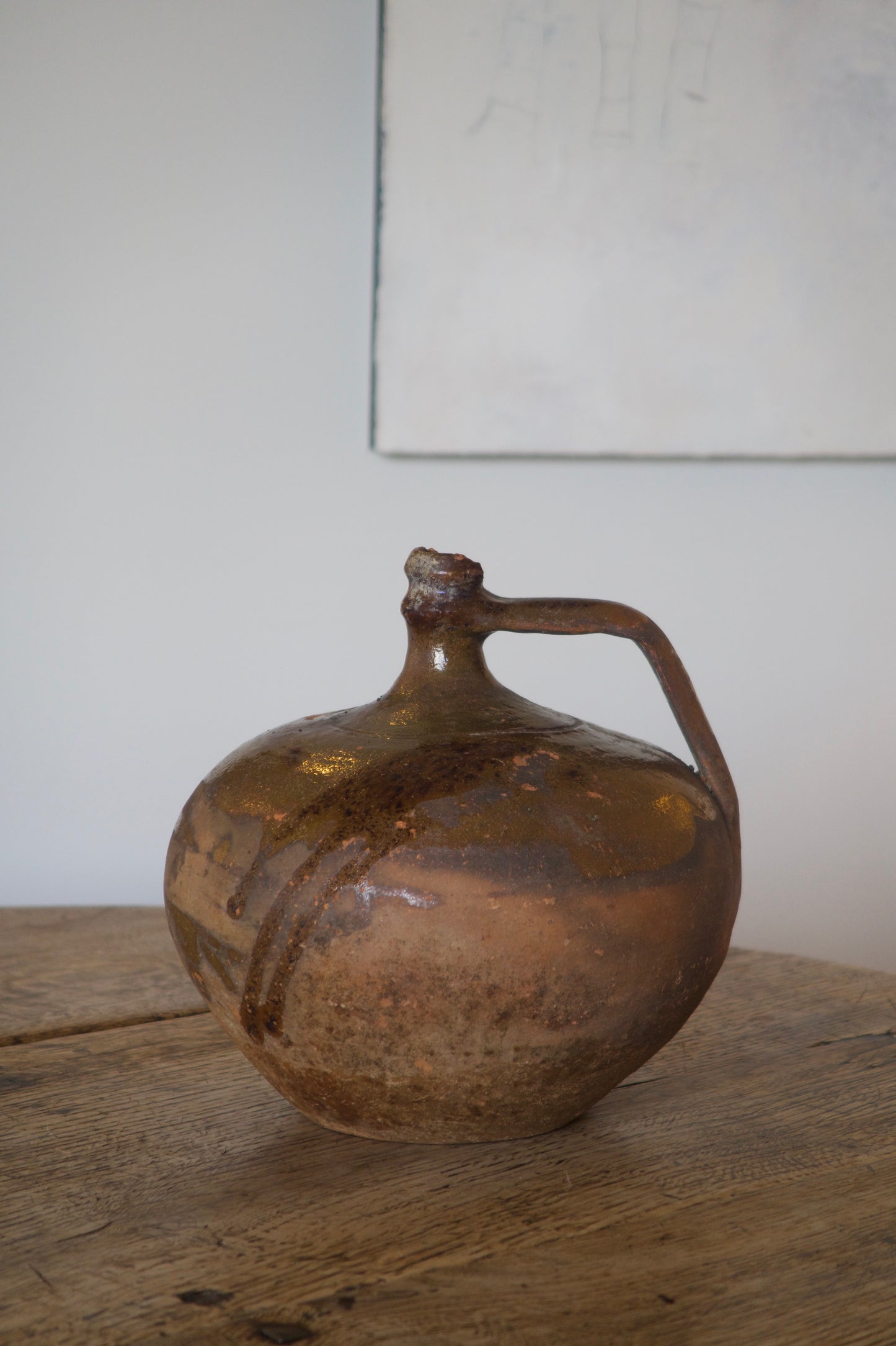 Antique French Glazed Oil Jug