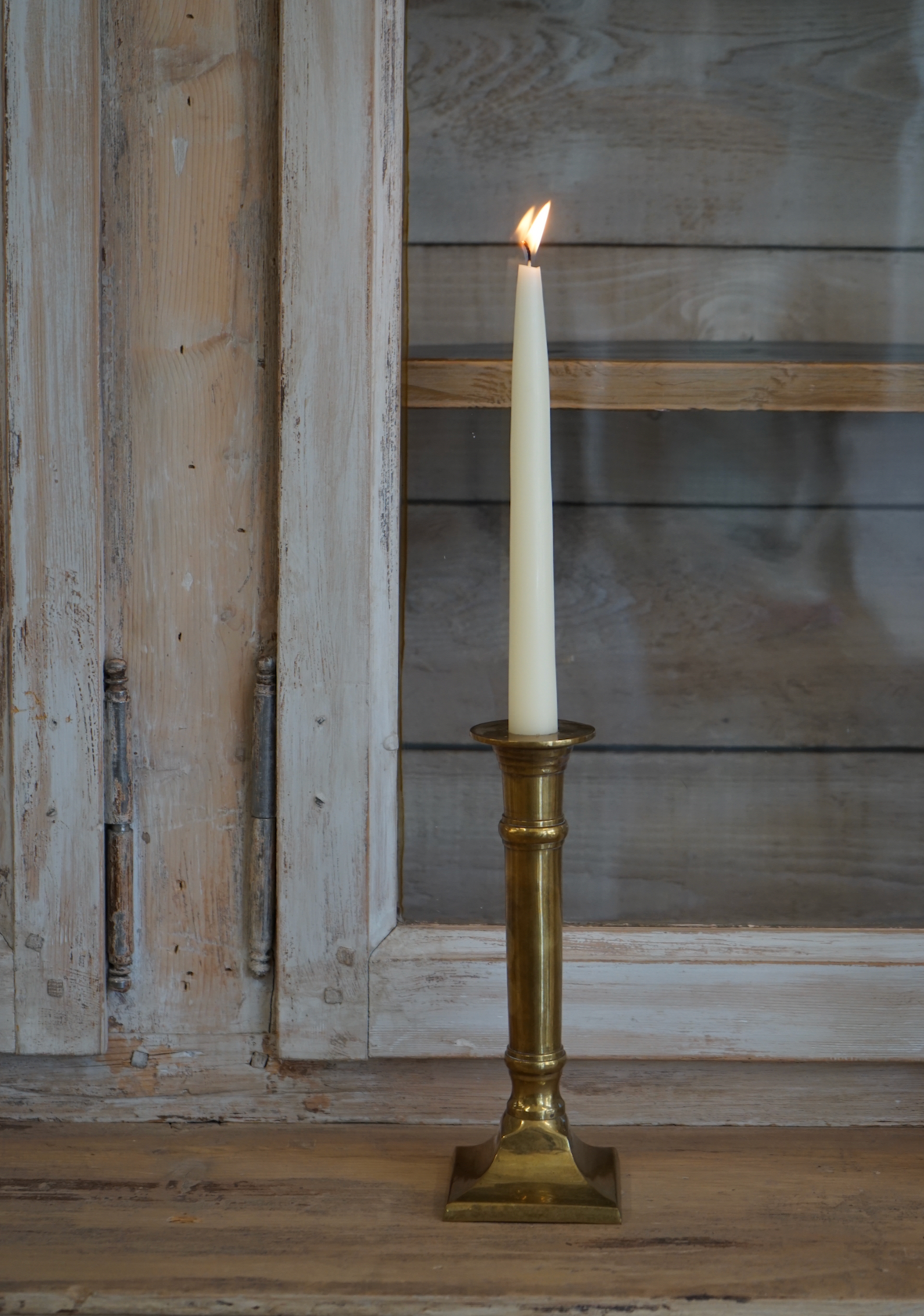 Mismatch Pair of Brass Candlesticks