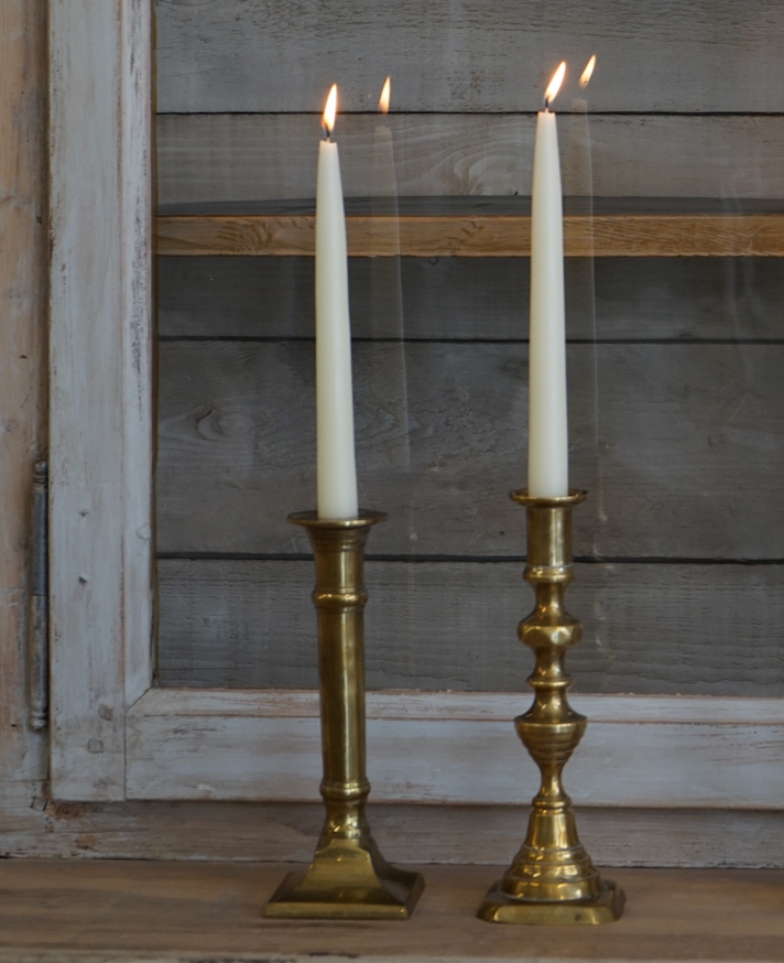 Mismatch Pair of Brass Candlesticks