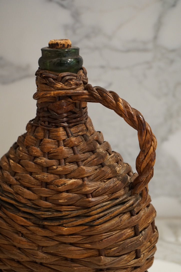 Wicker Wrapped Corked Bottle