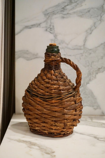 Wicker Wrapped Corked Bottle