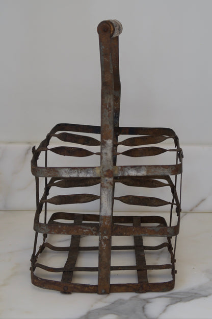 Antique French Wine Bottle Carrier