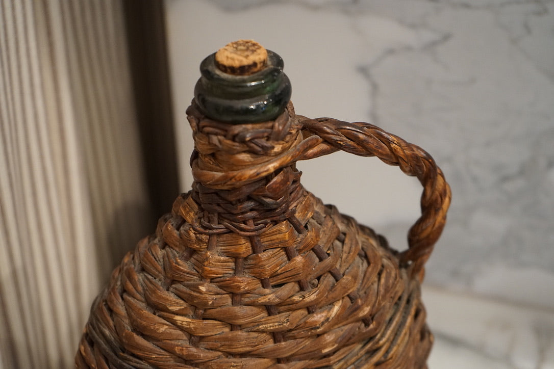 Wicker Wrapped Corked Bottle