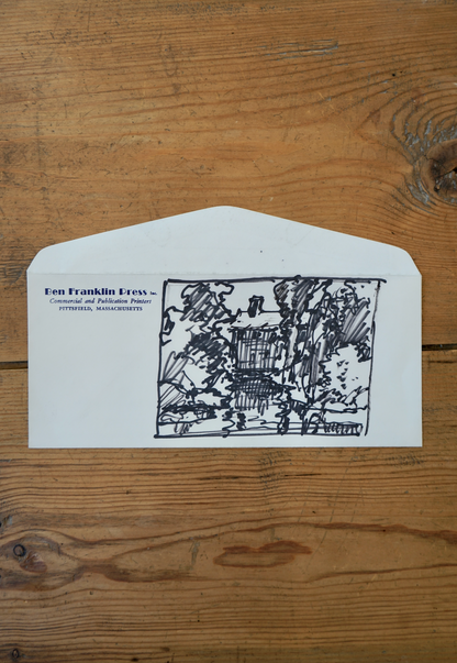Sketch on "Ben Franklin Press Pittsfield, Massachusetts" Envelope