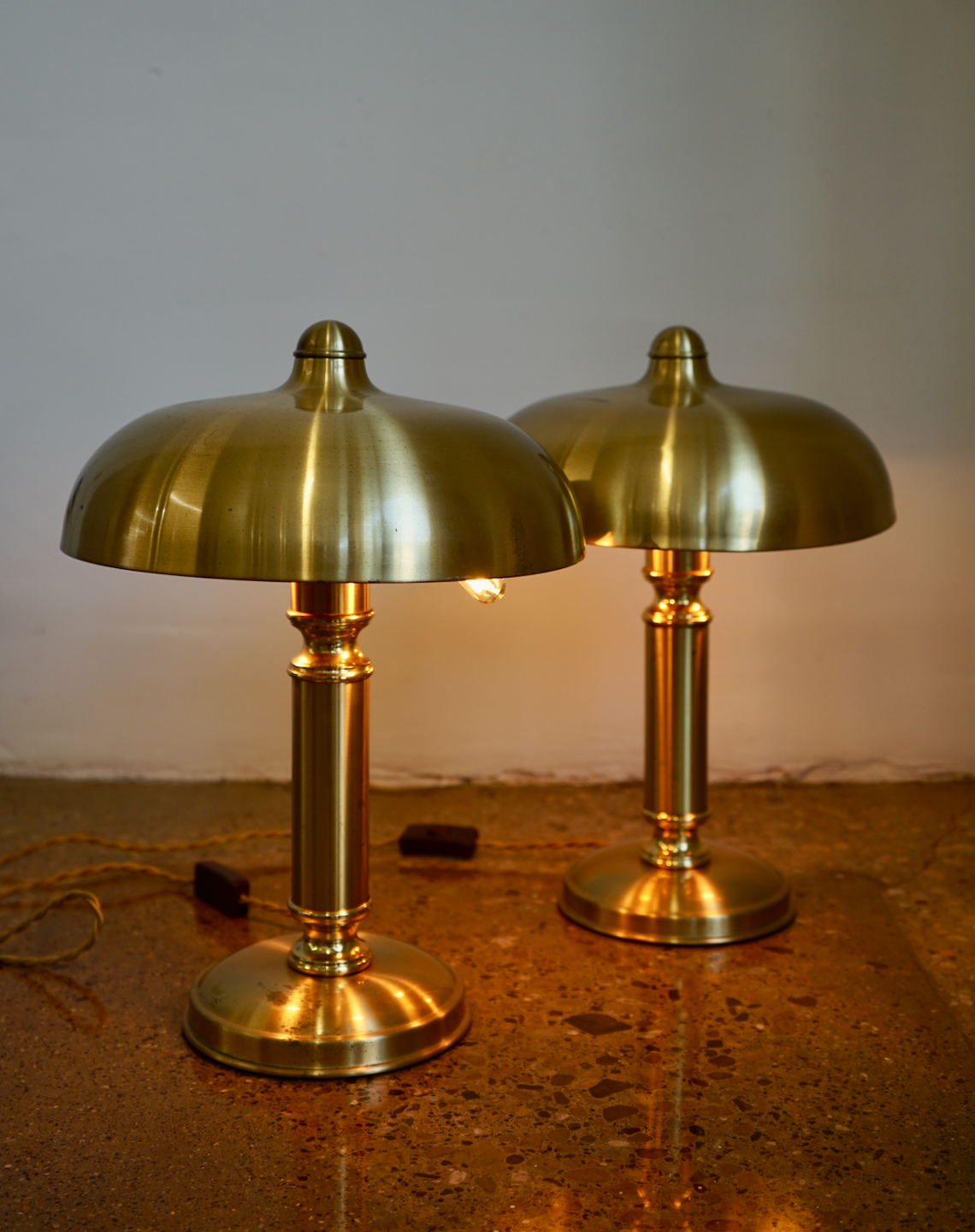 Rare Pair of Brass Mushroom Lamps; Circa 1960 from Germany